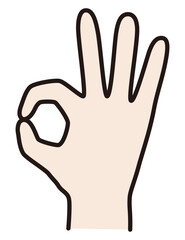 手のベクターイラスト。ハンドサイン、指、線、OK、お金