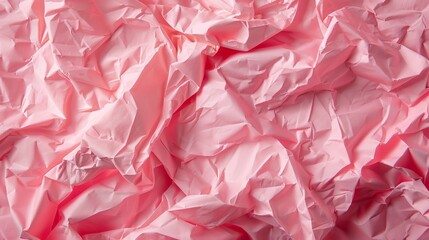Fototapeta premium The surface features a textured, crumpled pink paper displaying distinct folds and creases, creating an aesthetic visual interest