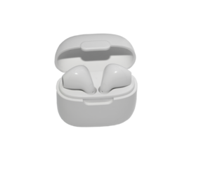 White modern wireless headphones isolated on white background. Copy space