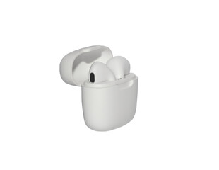 White modern wireless headphones isolated on white background. Copy space