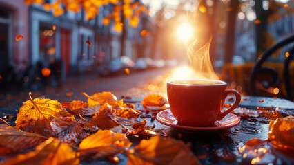 cup of coffee  autumn mood picture