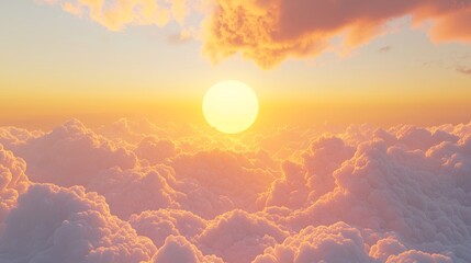 Radiant Sunrise Over Puffy Clouds in the Sky