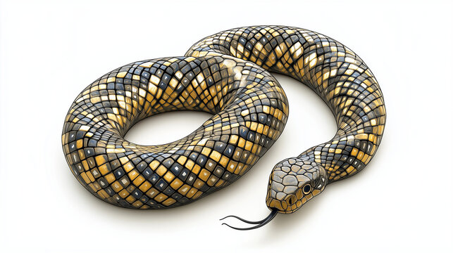 black and white rattlesnake on solid background