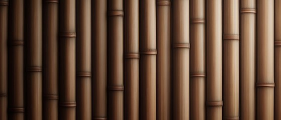 Fototapeta premium Close-up of a Smooth Brown Bamboo Wall