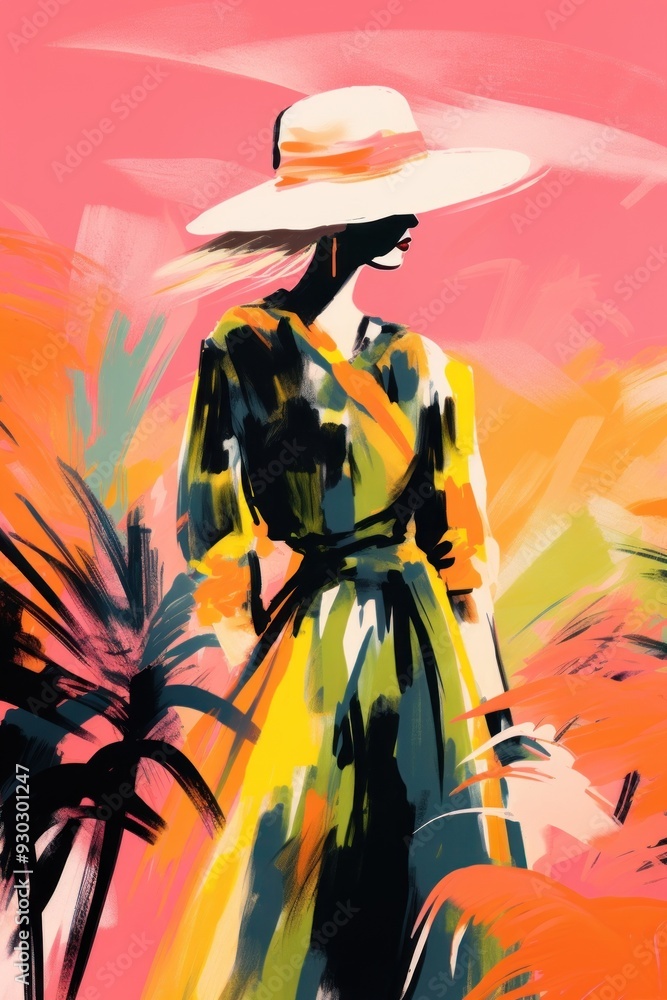 Sticker A Tropical Grasslands painting fashion drawing.