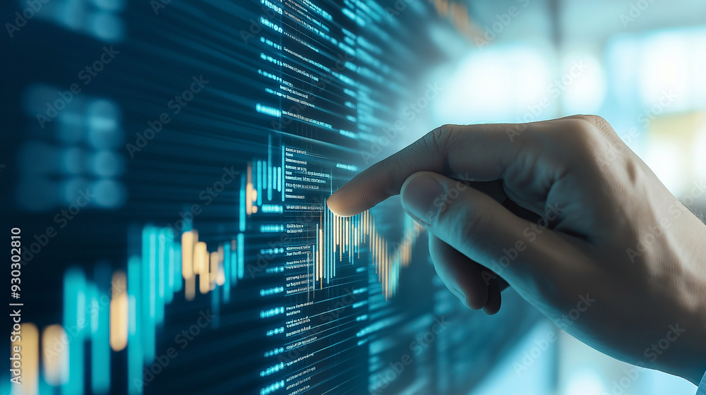 Poster business investing and data with economy and digital financial marketing chart graphs growth. busine