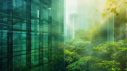 A serene blend of modern architecture and lush greenery in an urban setting.