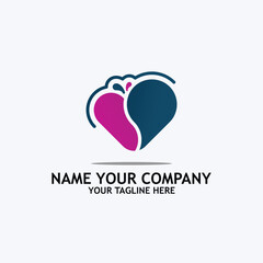 Creative design logo ideas heart with butterfly  become a brand symbol for your business, the concept icons