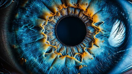 Close-up of a human eye showcasing intricate details and vibrant colors