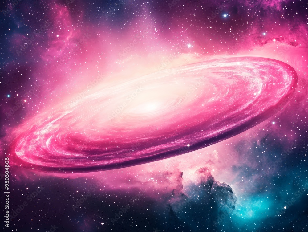 Canvas Prints Pink Spiral Galaxy in Space.