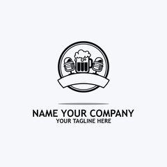 beer podcast  with headphone earphone logo icon emblem