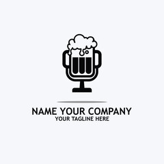 beer podcast  with headphone earphone logo icon emblem