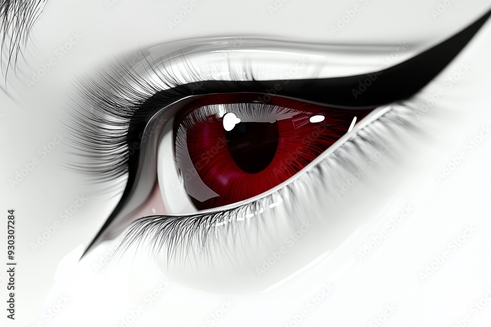 Poster robotic eye with a piercing red gaze symbolizing the intense scrutiny and capabilities of surveillan