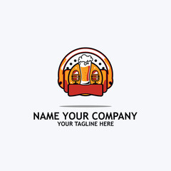 beer podcast  with headphone earphone logo icon emblem