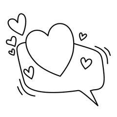 cute heart text box doodle line