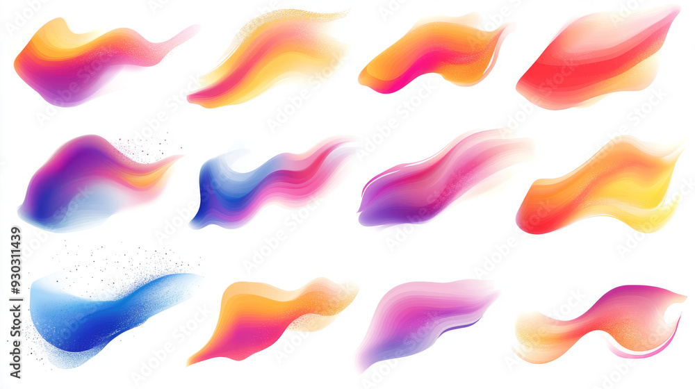 Poster an abstract gradient with a blur effect, showcasing a collection of multicolored blurred shapes. inc
