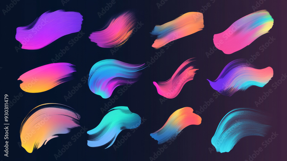 Poster an abstract gradient with a blur effect, showcasing a collection of multicolored blurred shapes. inc