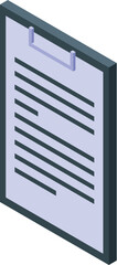Clipboard showing text document, isometric icon vector illustration isolated on white background
