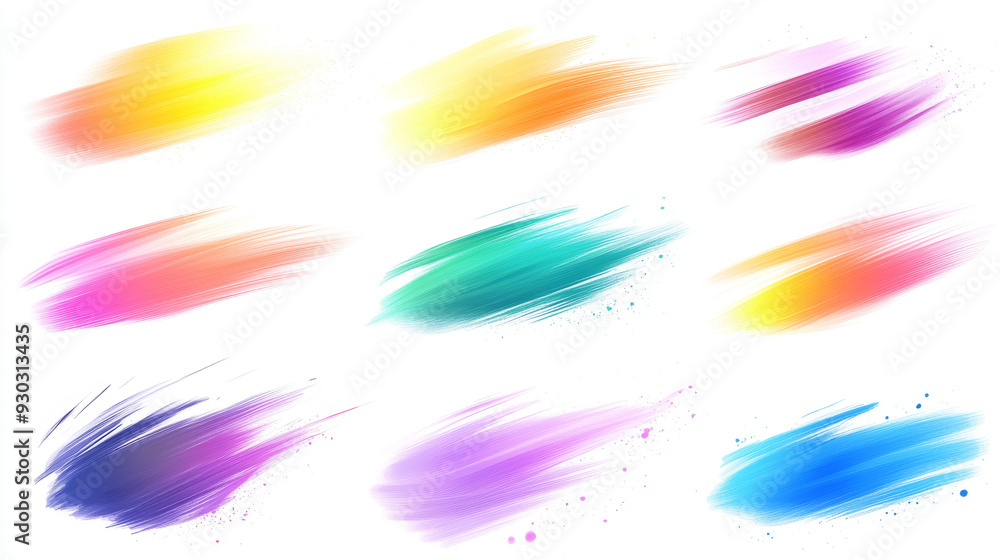 Poster an abstract gradient with a blur effect, showcasing a collection of multicolored blurred shapes. inc