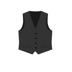 illustration of a gray suit vest with 4 buttons. Sketch of a basic vest on a white background.