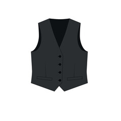 Vector illustration of a gray suit vest with 4 buttons. Sketch of a basic vest on a white background.