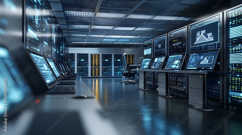 Aufkleber high-tech workspace with cutting-edge technology and data centers