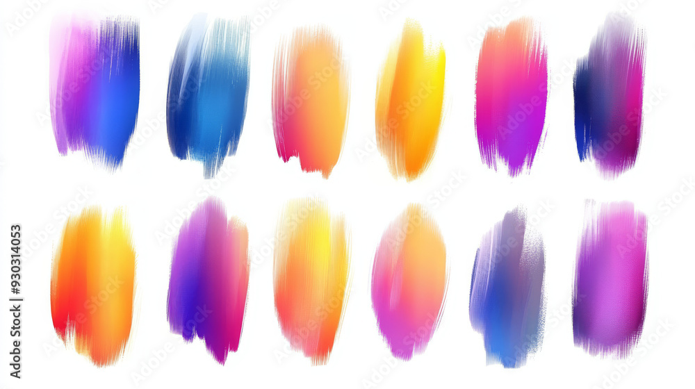 Poster an abstract gradient with a blur effect, showcasing a collection of multicolored blurred shapes. inc
