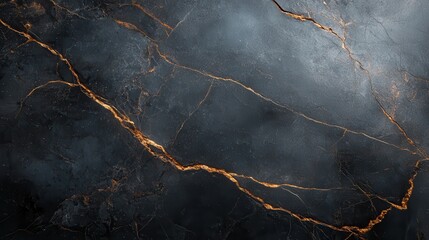 An exquisite image of a dark marble surface accented with bright gold veins, presenting a luxurious and high-end aesthetic perfect for any premium design project.