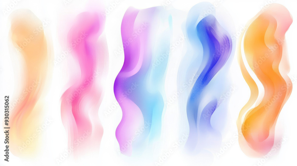 Poster an abstract gradient with a blur effect, showcasing a collection of multicolored blurred shapes. inc