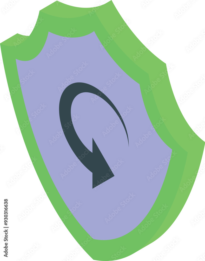Poster security shield is displaying a rotating arrow symbol, representing the concept of continuous protec