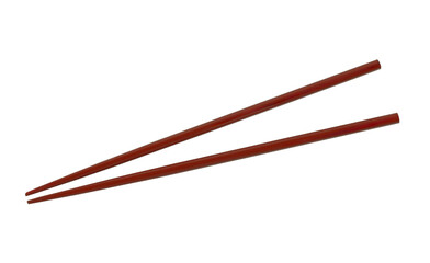 Plastic chopsticks are used as eating utensils, with transparent image.