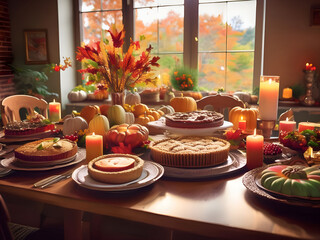 Naklejka premium Thanksgiving Treats on Cozy Table Illustration