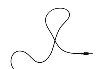 Black audio plug and black cable.