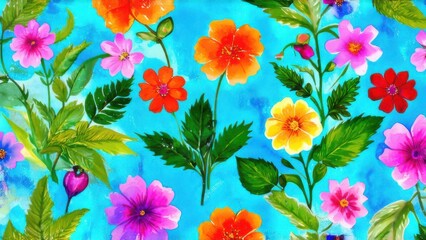 Abstract flower blooming design. Pattern with floral seamless. Grunge textured abstract art vector with flower and plants in watercolor style