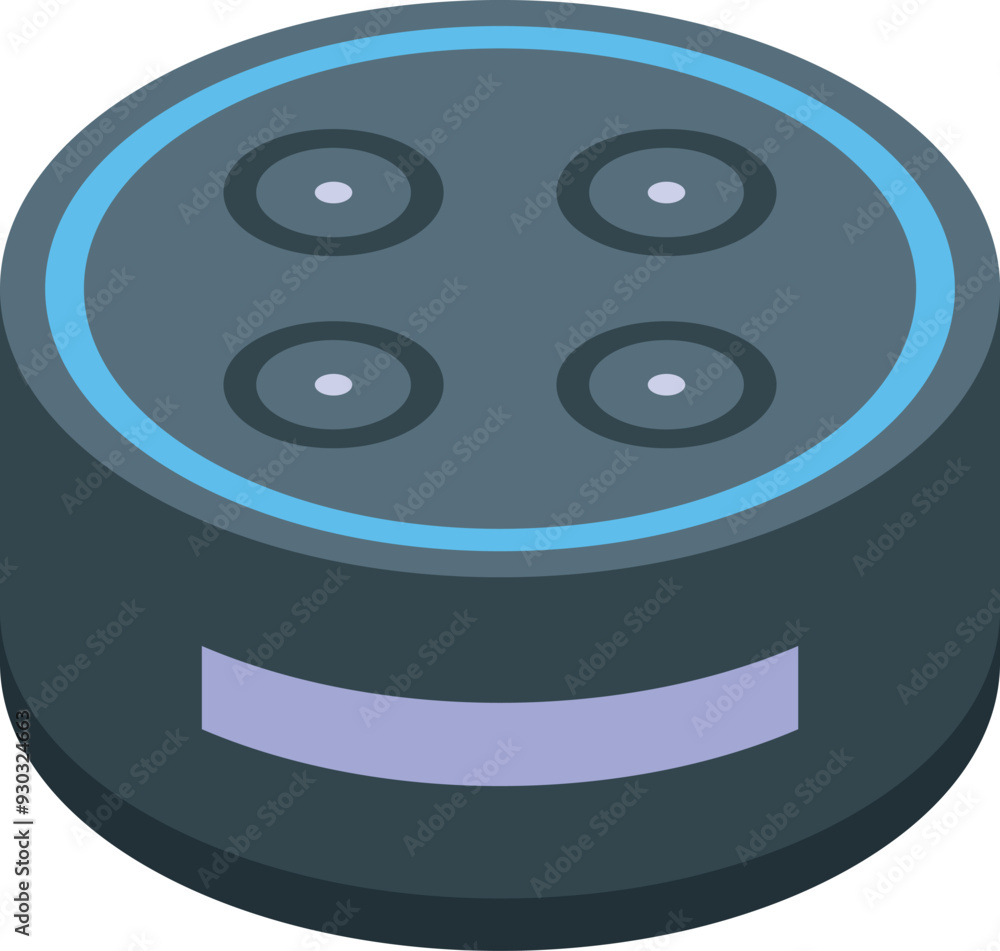 Poster smart speaker is waiting for activation to control smart home devices using voice commands