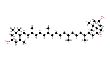 capsanthin molecule, structural chemical formula, ball-and-stick model, isolated image e160c(i)