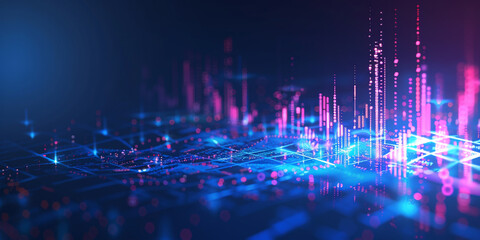 Business growth and stock market investment graph on blue background. Increased chart trading.
