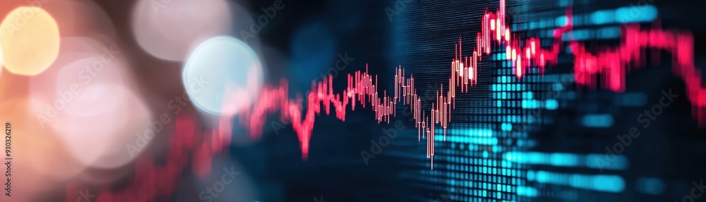 Poster vibrant financial graph with fluctuating lines representing market trends and data analysis in a dig