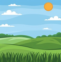 Obraz premium Green hills under blue sky