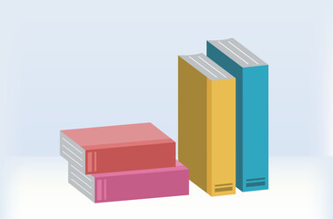 A stack of colorful books arranged neatly against a plain background. The vibrant colors of the book covers create a lively and educational atmosphere. Back to School concept.