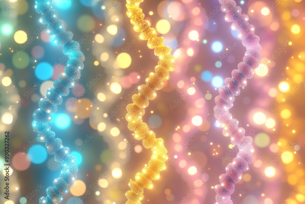 Aufkleber sparkling dna sequence under microscope exploring the essence of genetic research and discovery