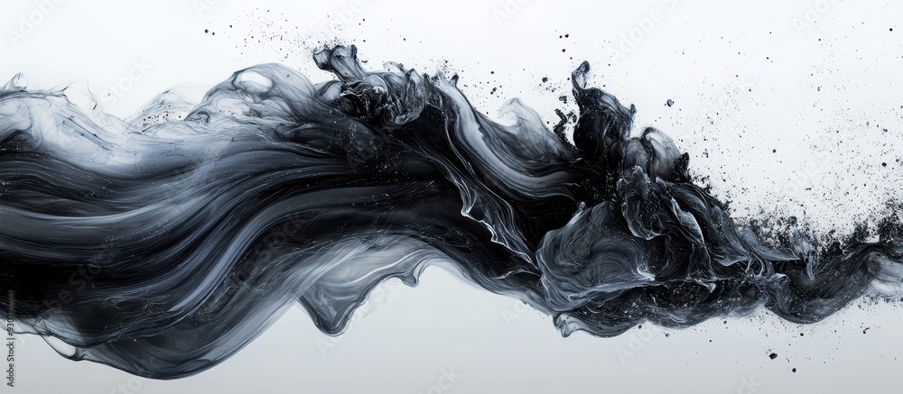 Wall mural Abstract Black and White Ink Swirl in Motion Capturing Fluid Dynamics and Artistic Expression