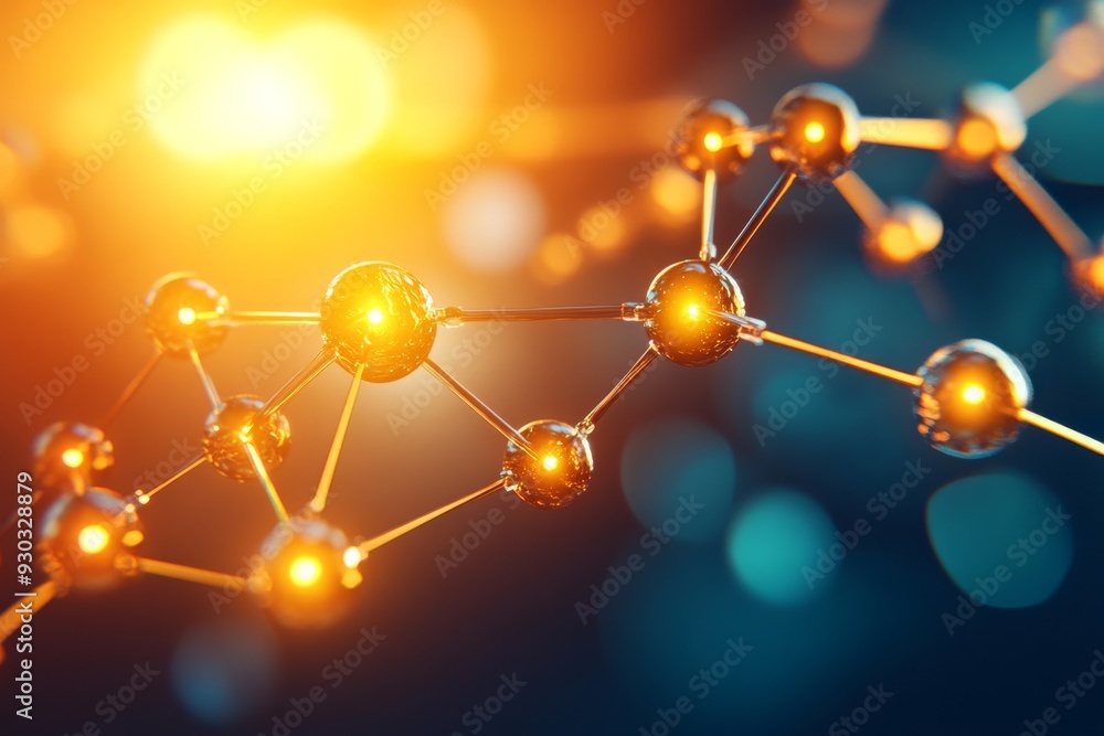Aufkleber luminous molecular chains against a cosmic backdrop representing the interconnectedness of the unive