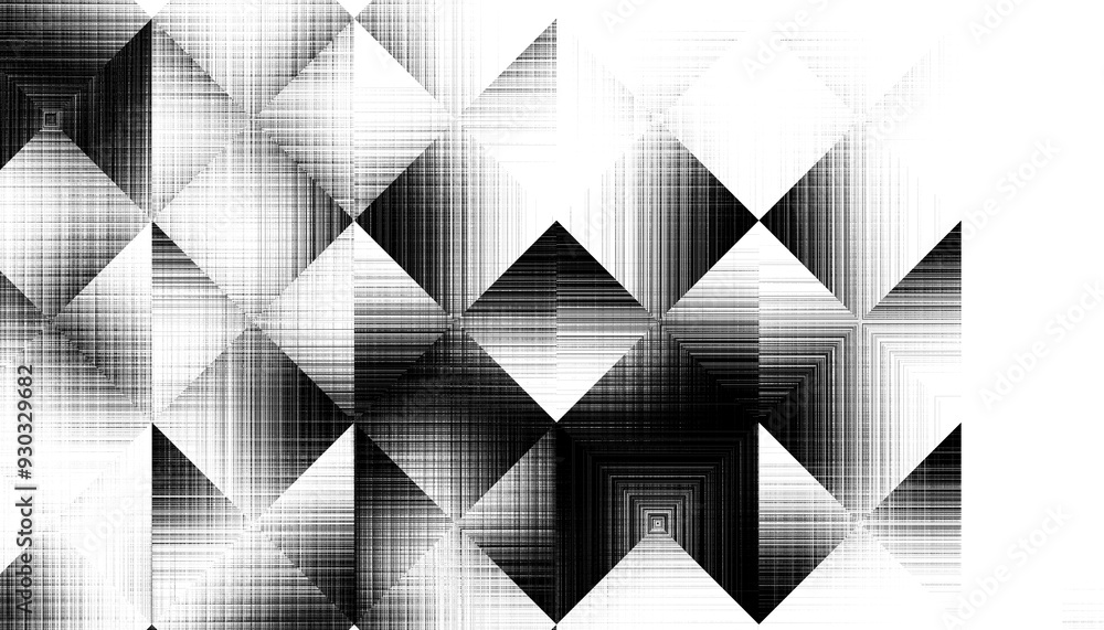 Fototapete Modern abstract transparent background texture with layers of black and gray transparent material in triangle diamond and squares shapes in