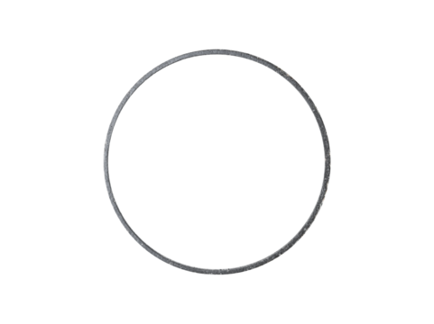 Round rusty cast iron frame is isolated. The metal is heavily weathered and pitted.