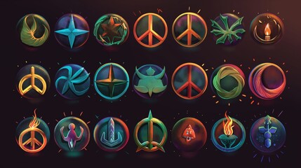 Diverse Collection of Abstract Circular Symbols
