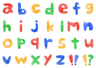 手書きのアルファベットセット、ローマ字のデコレーションセット、水彩カラー