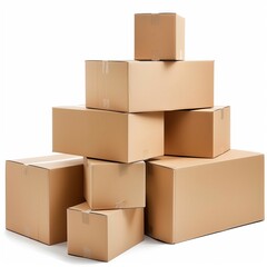 A stack of cardboard boxes of various sizes
