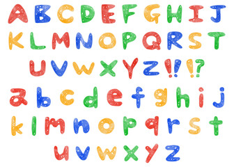 手書きのアルファベットセット、ローマ字のデコレーションセット、水彩カラー