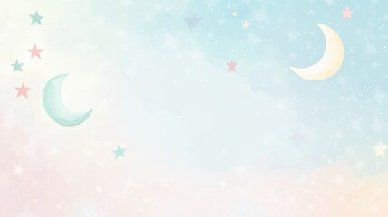 A dreamy pastel background with stars and moons, perfect for invitations or digital art.